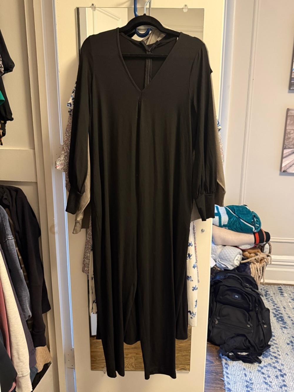 Hatch Black Long Sleeve V-Neck Jumpsuit